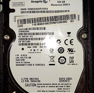 HDD 2,5" Seagate Momentus 500GB