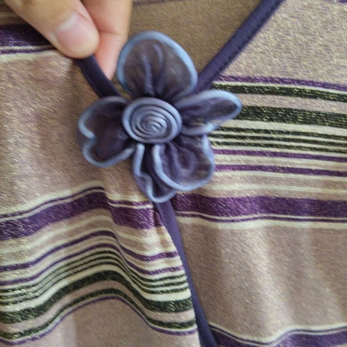 Derpouli women's blouse with removable flower pin, purple