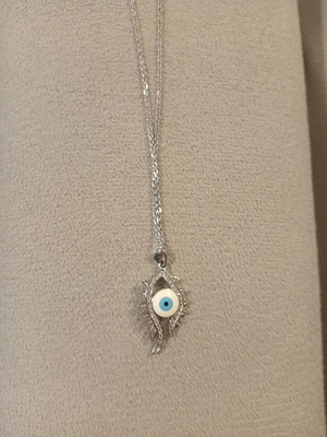 Necklace with evil eye pendant, stainless steel and chain
