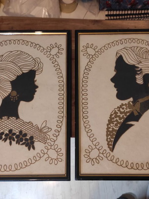 Σετ 2 Μεταξοτυπίες Antique Victorian style με γυάλινη πρόσοψη