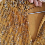 Midi dress pleated mustard with white-gray flowers Mango new
