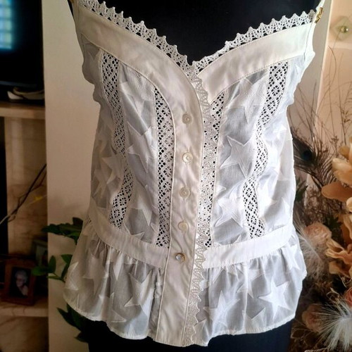 Roccobarocco lace top new, white, size XXL