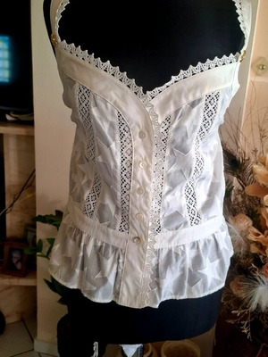 Roccobarocco lace top new, white, size XXL