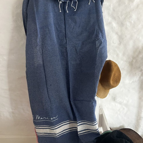 Set of 3 Blue Cotton Beach Towels with Fringes