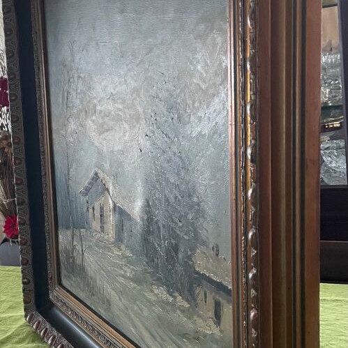 Winter oil painting by Dimitrios Vergidis like new, signed