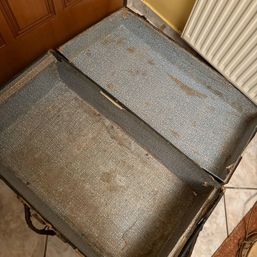 Vintage Metal Trunk Used with Industrial Character