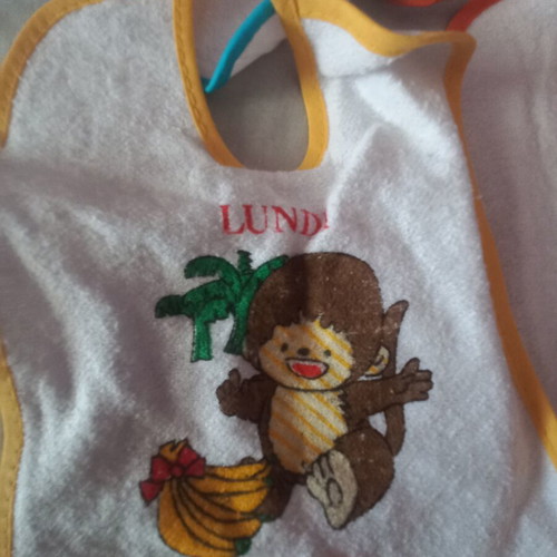 Vintage baby feeding bibs with plastic bottle gift