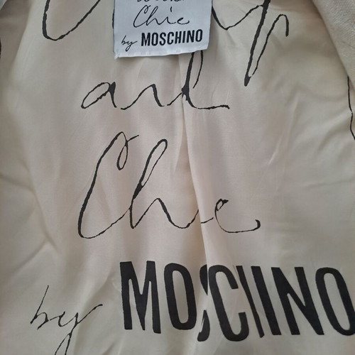 Moschino short-sleeve linen jacket like new, white with polka dot sleeves