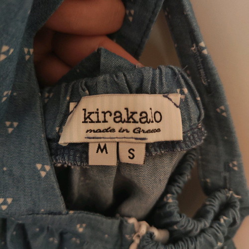 Kirakalo "Pinafore" Midi Dress / Dungaree with Open Back & Ruffles (Size S)