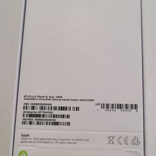 Apple iPhone 15 128GB Blue Refurbished sealed
