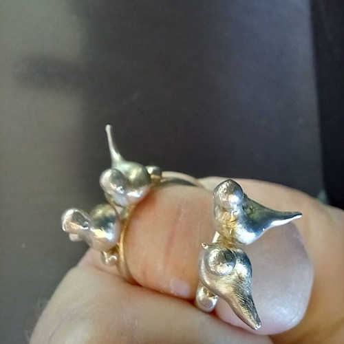 Set of 2 silver rings with doves new, his & hers