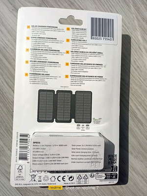 Ηλιακή φορητή εξωτερική μπαταρία Solar Power bank 8000 mAh νέα