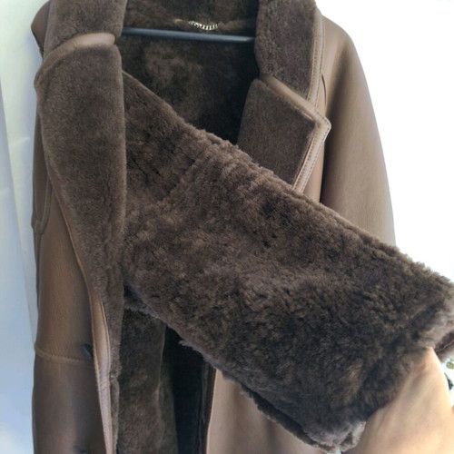 Vintage Sterling leather jacket like new, brown with fur lining