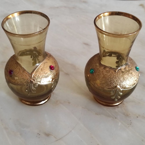 Βαζάκια μικρά γυάλινα χρυσά διακοσμητικά σαν καινούργια