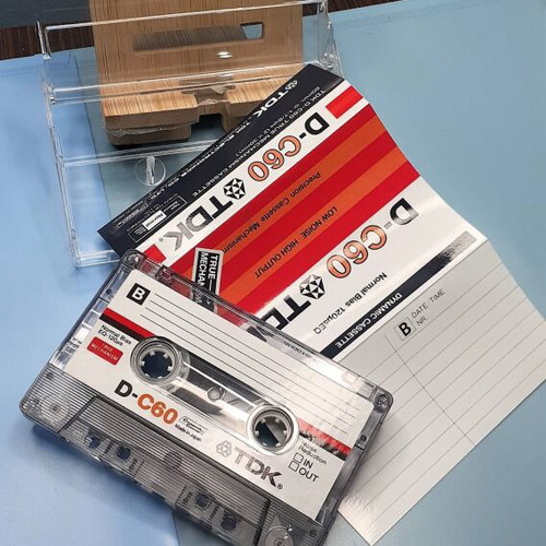 Cassette tape C60 custom retro style, like new, transparent shell