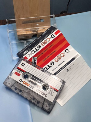 Cassette tape C60 custom retro style, like new, transparent shell