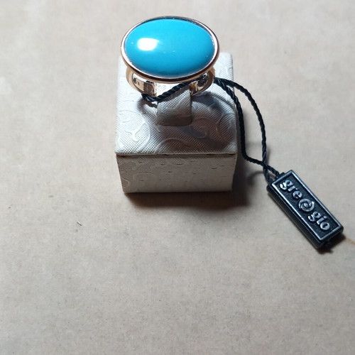 Gregio rose gold ring with turquoise stone new