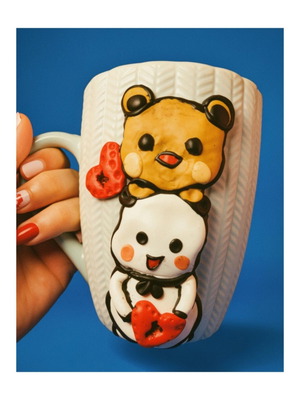 Handmade mug Dudu and Bubu new with bear design