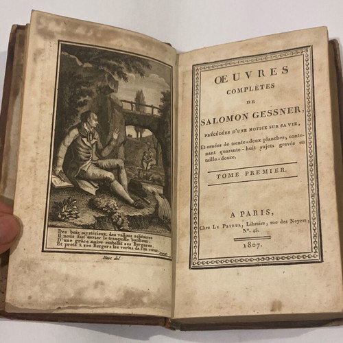 French books 3 volumes used, OEUVRES COMPLETES DE SALOMON GESSNER 1807