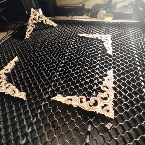 Wooden decorative elements with laser cut and engraving, new