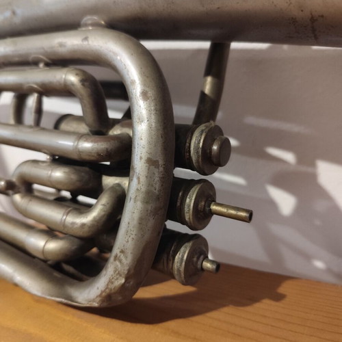 Tenor horn used, decorative French brass instrument