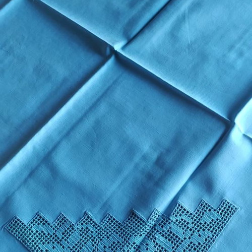 Handmade tablecloth new cutwork blue 80cm by 80cm