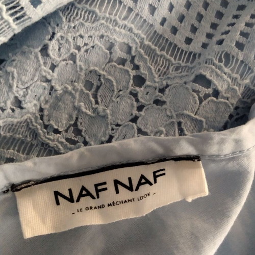 Naf Naf Sky Blue Cotton Dress with Lace Size 40 M/L Like New