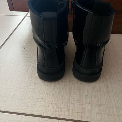 H&M Black Patent Leather Ankle Boots Size 34 Like New