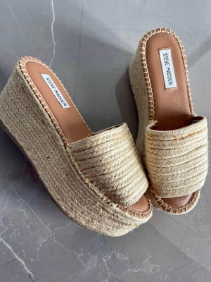 Steve Madden Woven Platform Slides like new, natural, EU 38