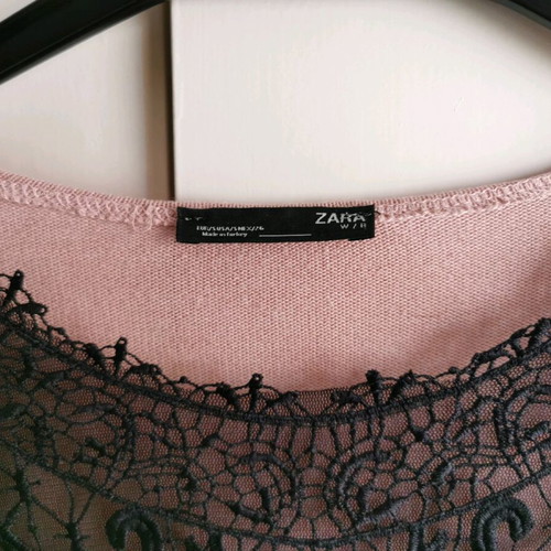 Blouse used with tulle and embroidery pink, size S
