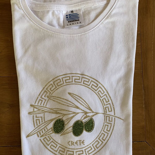 T-shirt from Crete new, size M, white with glitter design