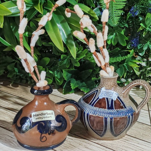 Merkelbach German collector's miniature jugs set of 2, hand-crafted salt glaze