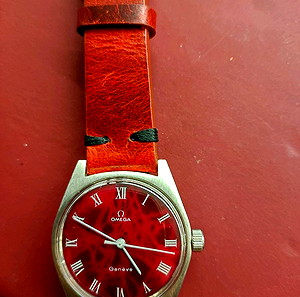 Omega Geneve cal. 601 κουρδιστό  κόκκινο μάρμαρο καντράν