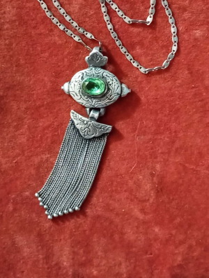 Silver necklace 925 vintage used, Gianniotiko pendant 6cm, chain 44cm