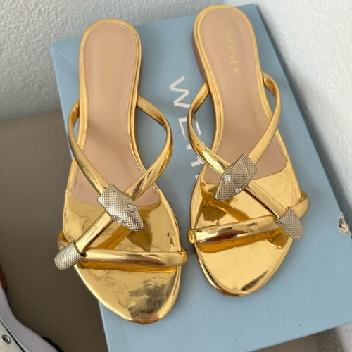 Werner gold sandals like new with snake design, size 38
