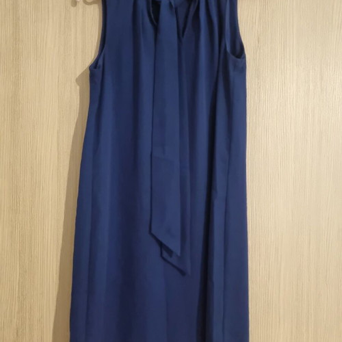 H&M Sleeveless Short Dress With Neck Tie Used, Blue