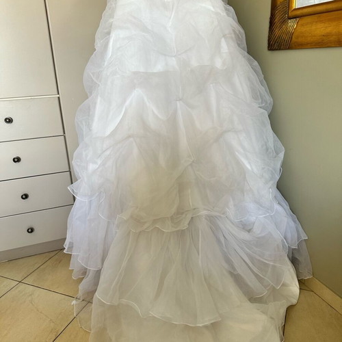 Wedding dress satin with lace and embroidered crystals, like new, size L