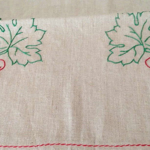 Set of 2 linen embroidered table runners new, traditional Balkan design