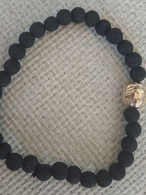Black men's bracelet with lion new handmade