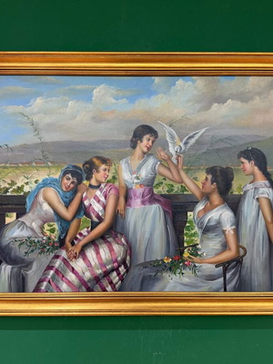 Маслена картина на Alfie Constable употребявана в дървена резбована рамка