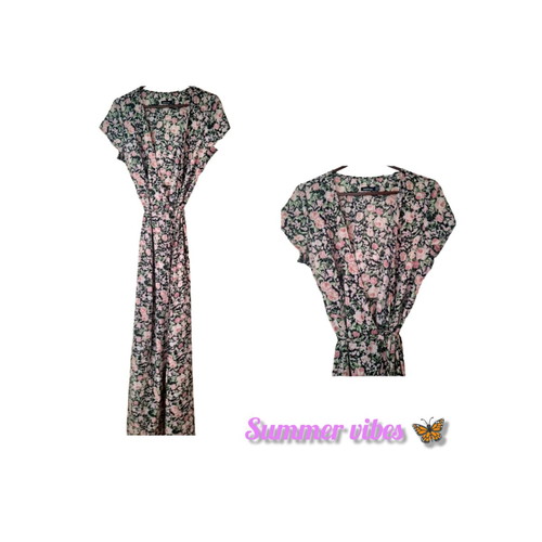 Boohoo Long Pink Floral Dress Like New, Size L