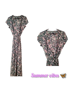 Boohoo Long Pink Floral Dress Like New, Size L