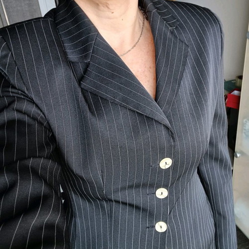 Pinstripe jacket medium size like new, black