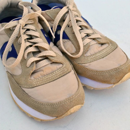 Saucony Y2K Beige Purple Retro 90s Athletic Sneakers, size 38