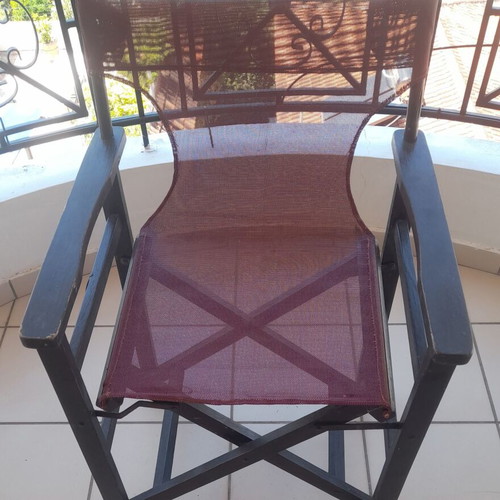 Director's Chair wooden used with burgundy PVC seat and back