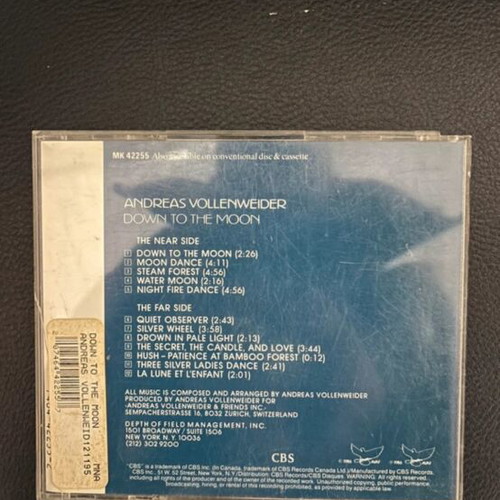 Andreas Vollenweider Down to the Moon CD like new