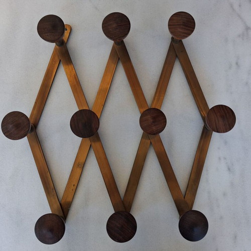 Vintage wall hanger metal and wood used, 1960-1970