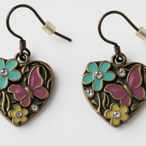 Earrings antique vintage heart with designs by Accessorize like new