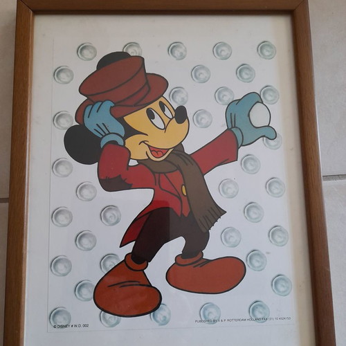 Mickey Mouse frames used, set of 2 with brown wooden frame