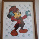 Mickey Mouse frames used, set of 2 with brown wooden frame
